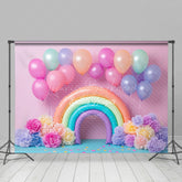 Lofaris Floral Balloon Rainbow Shape Cake Smash Backdrop